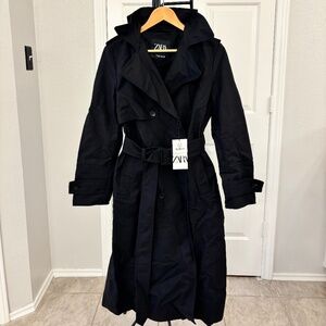 Zara Black Trench Coat – Size S – New With Tags – Retail $139